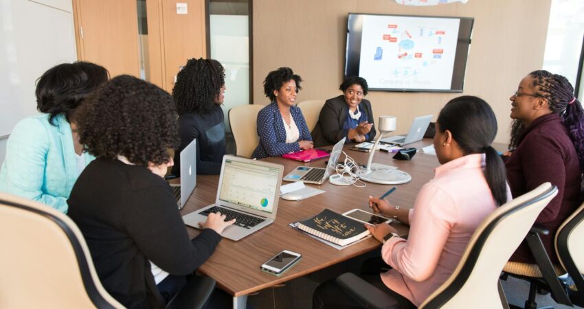 employees having a board meeting