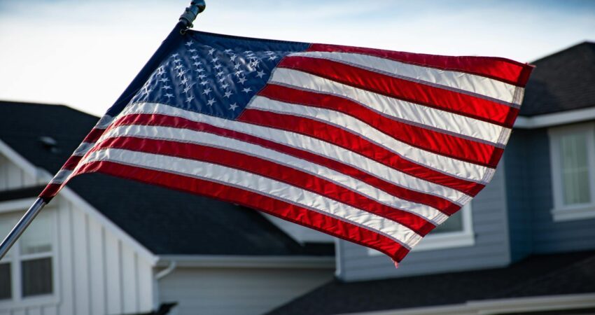 close up photography of american flag