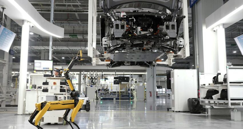 boston dynamics robot in a car factory