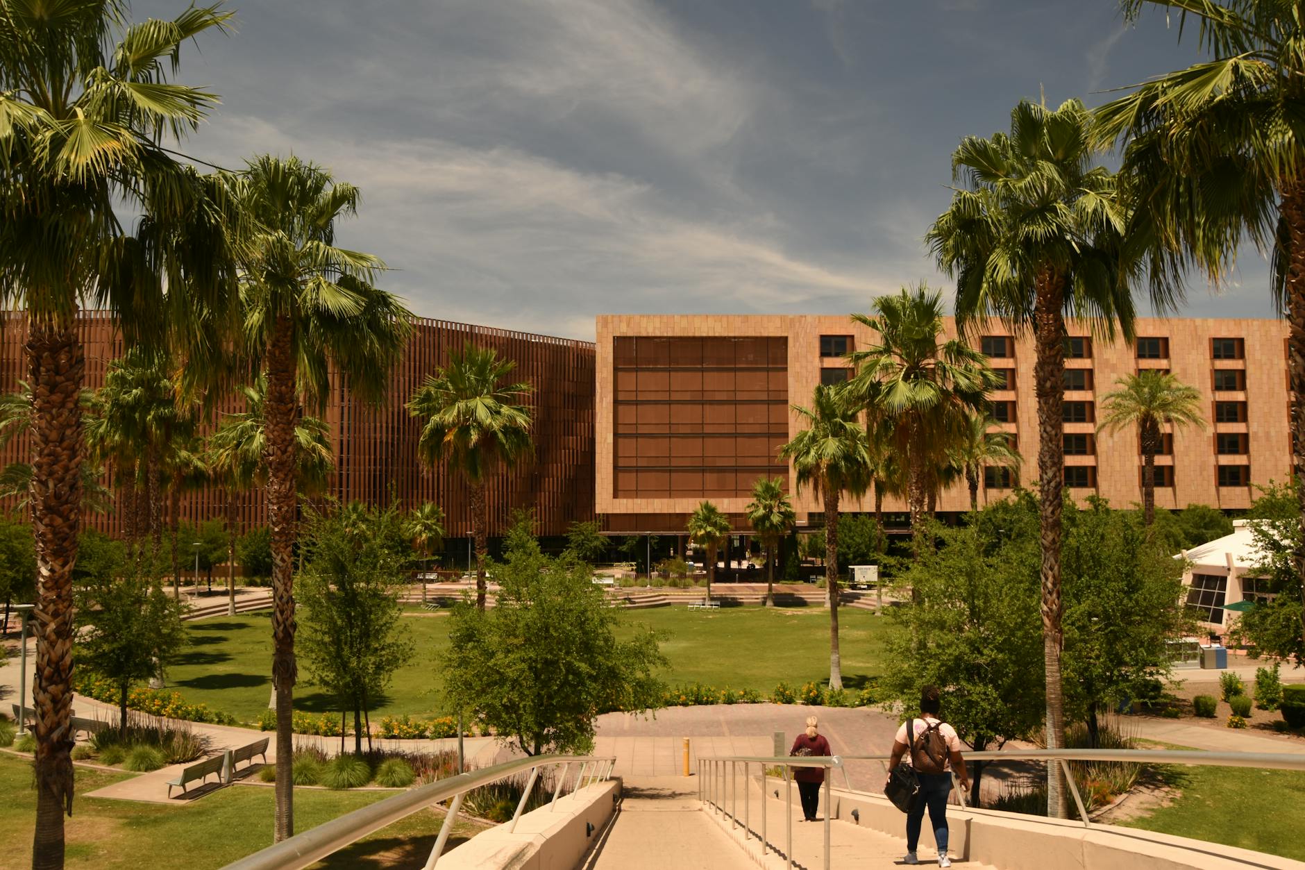 palm trees on square in arizona state university