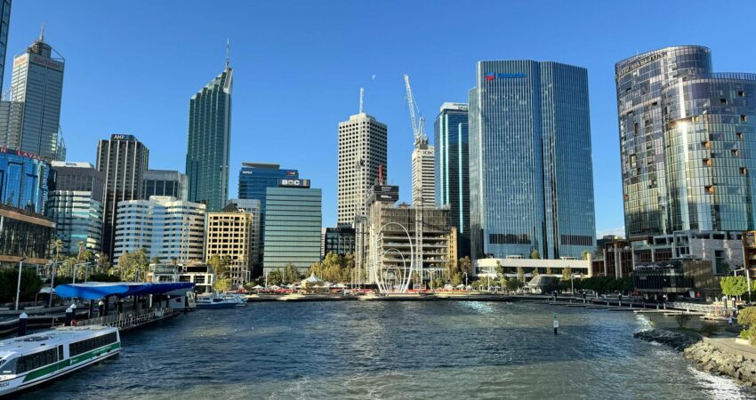 skyscrapers of elizabeth quay in perth australia