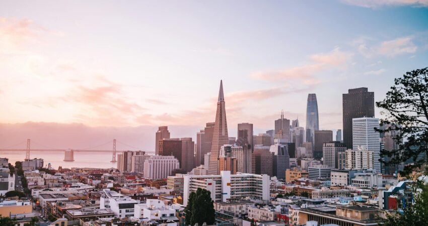 city skyline during golden hour