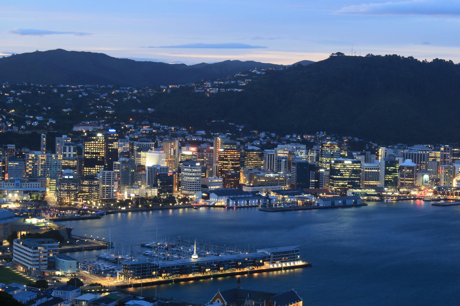 wellington cityscape at dusk