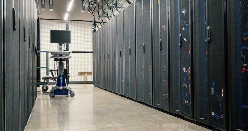 server racks on data center