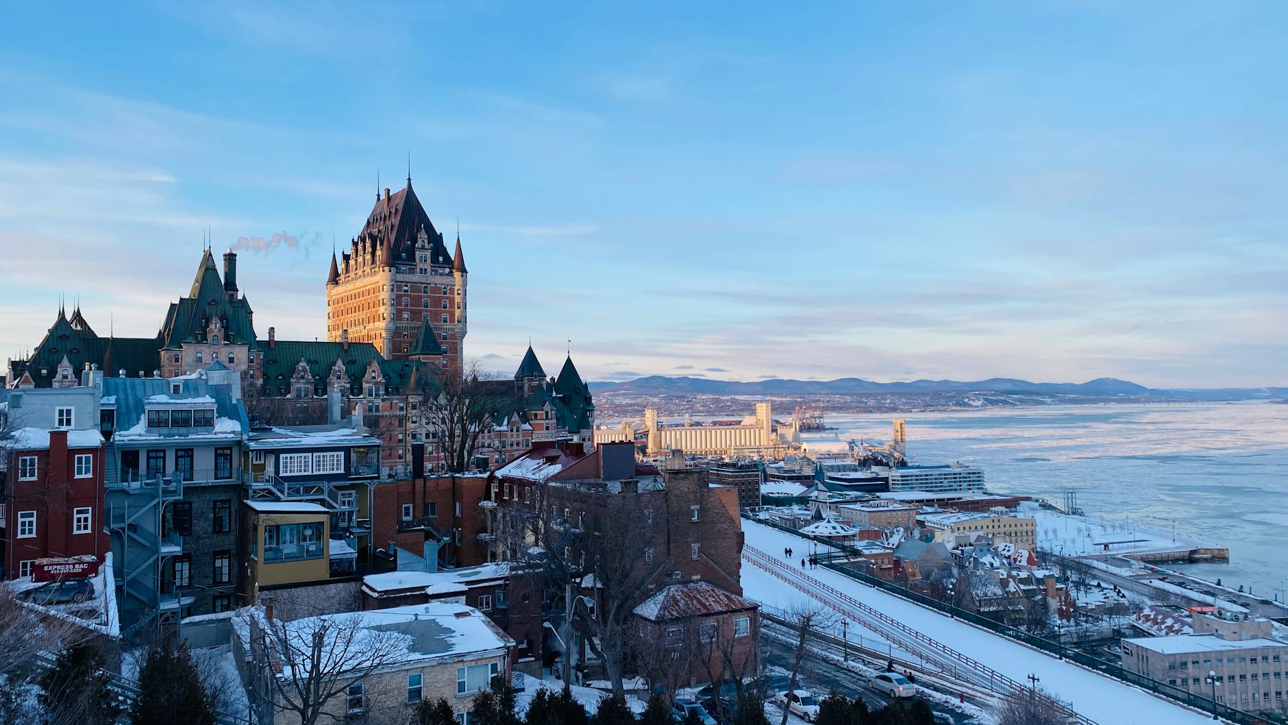 quebec city skyline in winter