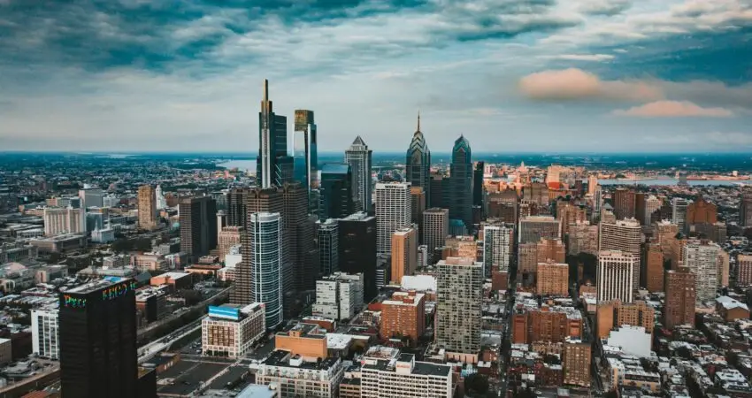 contemporary architecture of megapolis with skyscrapers