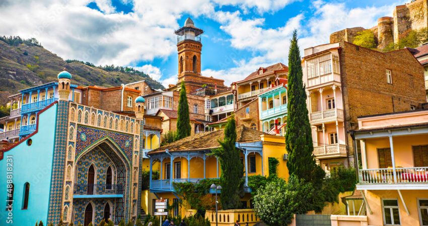 View of Juma Mosque and arabic style building in Old Tbilisi, Georgia