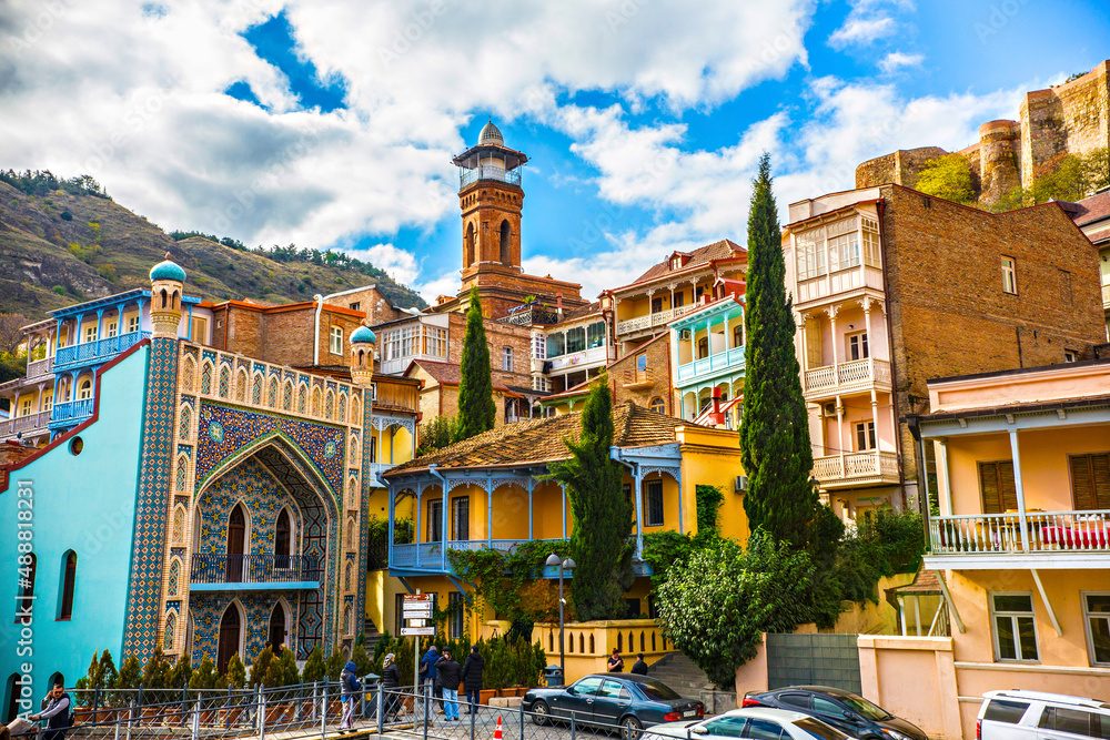 View of Juma Mosque and arabic style building in Old Tbilisi, Georgia