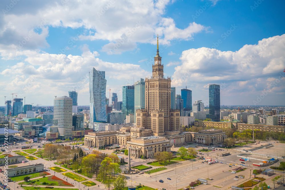 Aerial photo of  Warsaw city skyline